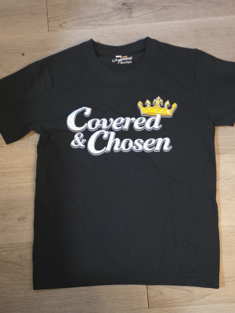 Covered & Chosen Kids Graphic Tee - Black with Yellow Crown